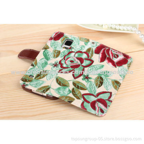 PU Leather Cases for iPhone 5S/5G, Floral Pattern with Card Slots and Hanging Rope